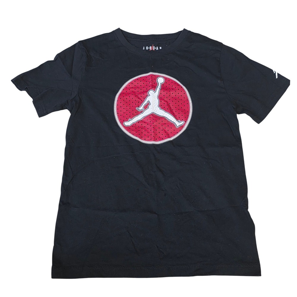 Jordan Boys Jumpman Graphic T-Shirt Black Red White Size L‎ 12-13 YRS 147-163 CM